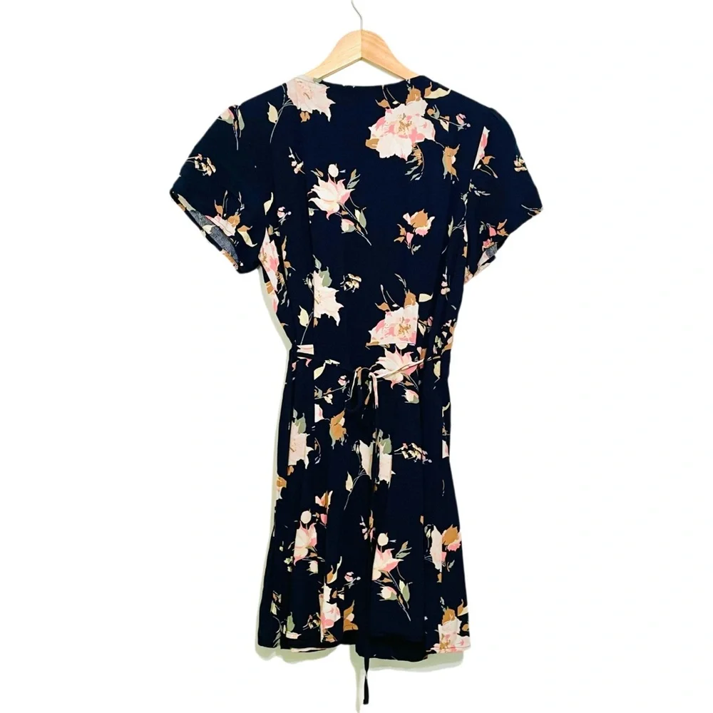 Abercrombie and Fitch Floral Wrap Dress Navy Blue Size Small Y2K Romantic